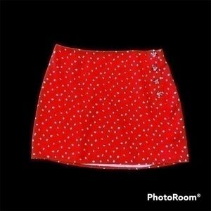 Lulu’s red polka dot mini skirt